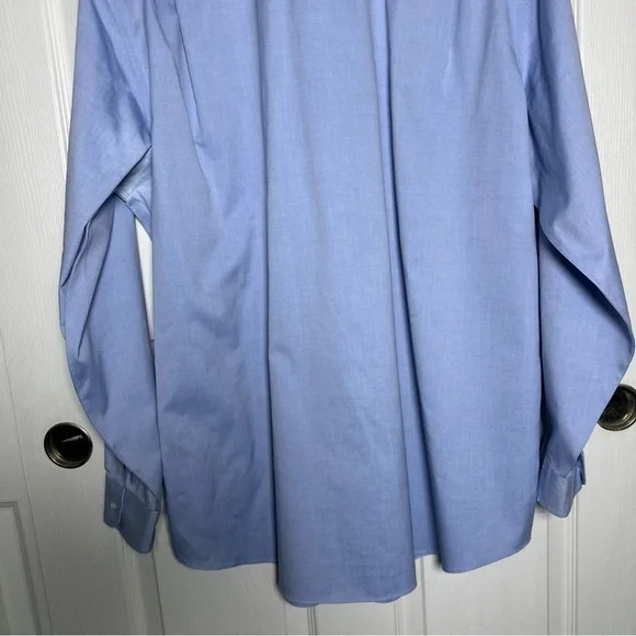 Jos A Bank Traveler Blue Dress Shirt Mens Long Sleeve Button Up Tailored Size 17 - Picture 10 of 12